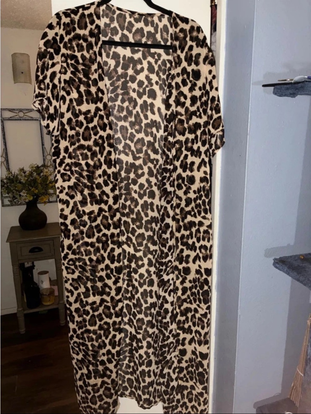 & Other Stories Leopard Print Long Kimono - Beige and Black